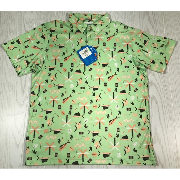 Columbia Other - Columbia PFG Super Slack Tide Performance Stretch Polo Men M Green UPF 50 New